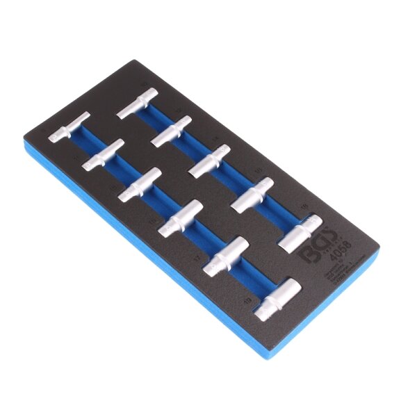 BGS 1/3 Werkstattwageneinlage: Steckschlüsseleinsätze 10 mm, 6-kant, tief, 8-19 mm