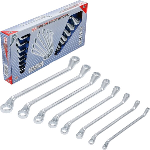 BGS Doppel-Ringschlüssel-Satz | gekröpft | SW 6 x 7 - 20 x 22 mm | 8-tlg.