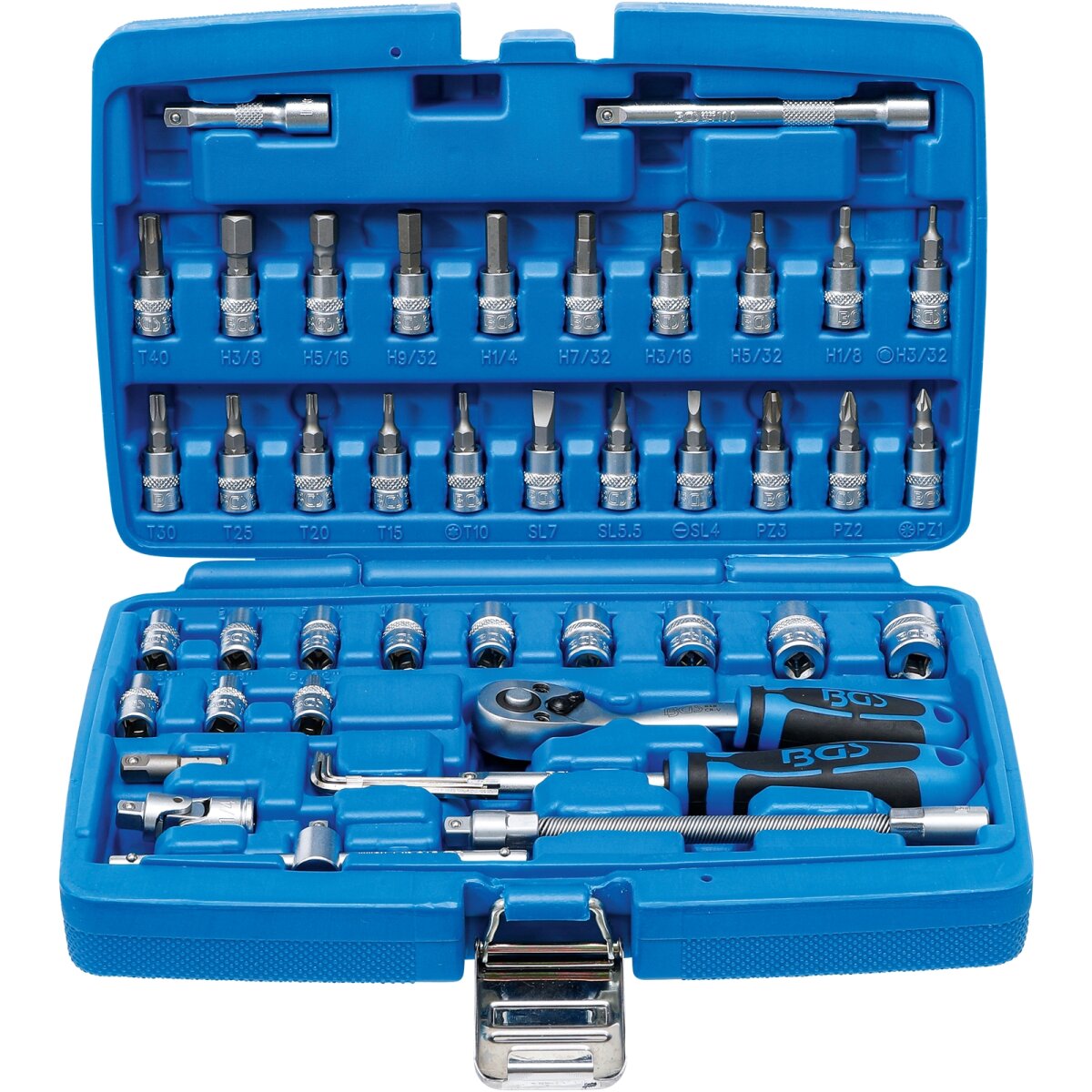 Steckschlüssel-Set 1/4 Zoll, 46-teilig – Komplett Mit Bits, Verlängerungen & Aufbewahrungsmappe