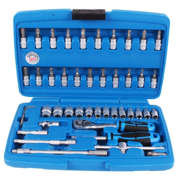 BGS Steckschlüsselsatz, DIN-Norm, 6.3 mm 1/4", 46-tlg.