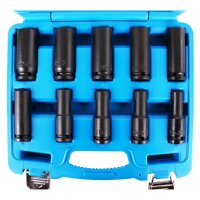 BGS Kraft-Steckschlüssel-Einsatz-Satz Sechskant, tief | Antrieb Innenvierkant 12,5mm (1/2") | SW 10-24mm | 10-tlg: