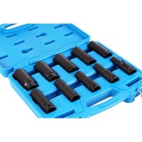 BGS Kraft-Steckschlüssel-Einsatz-Satz Sechskant, tief | Antrieb Innenvierkant 12,5mm (1/2") | SW 10-24mm | 10-tlg: