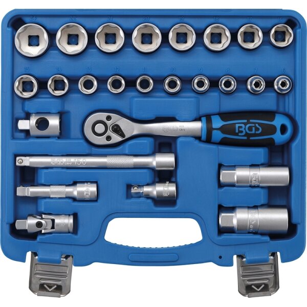 BGS Steckschlüssel-Satz Wellenprofil | Antrieb 10 mm (3/8") | 26-tlg.