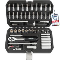 TECPO Steckschlüssel-Satz, 53-teilig, 1/4"...
