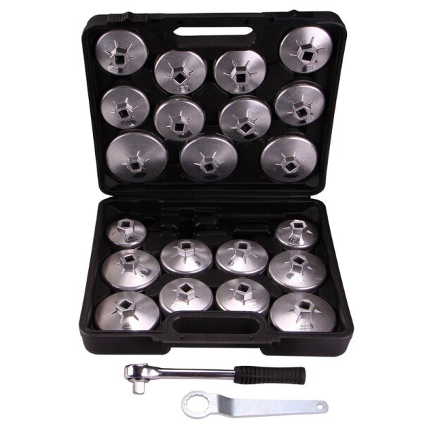 BGS Ölfilterschlüssel-Satz | Aluminium-Druckguss | Antrieb Innenvierkant 12,5mm (1/2") | 23-tlg.