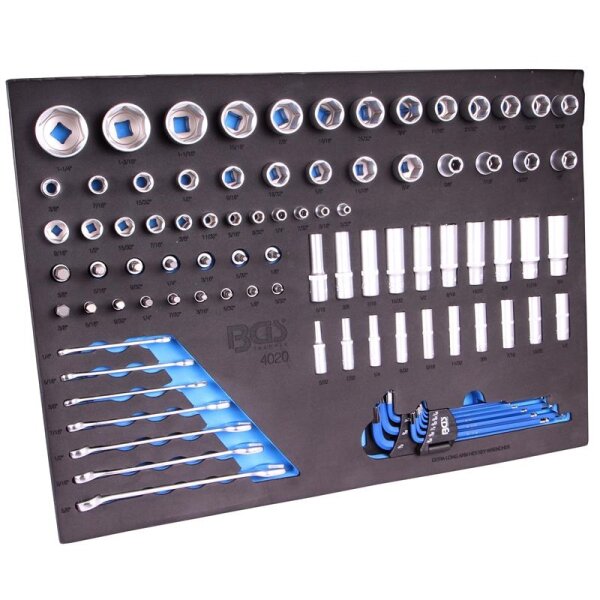 BGS Werkstattwageneinlage: Steckschlüsseleinsätze etc. in Zollgrößen, 90-tlg.