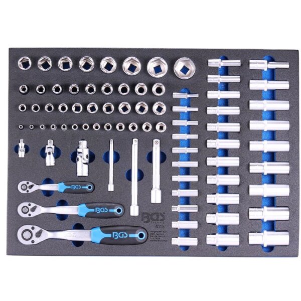 BGS Werkstattwageneinlage: Umschaltknarren und Steckschlüsseleinsätze, 80-tlg.
