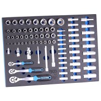 BGS Werkstattwageneinlage: Umschaltknarren und Steckschlüsseleinsätze, 80-tlg.