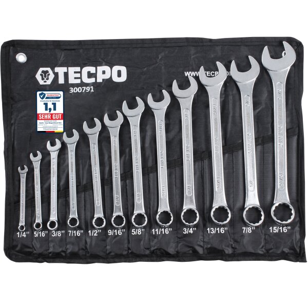 TECPO Maul-Ringschlüssel-Satz SW 1/4"- 5/16", 12-teilig