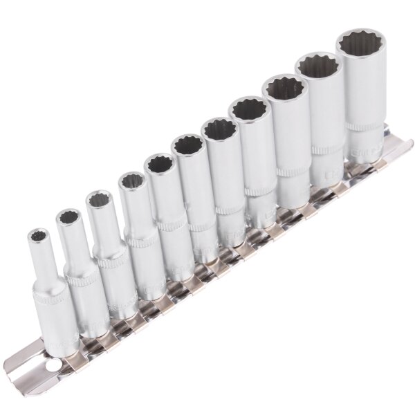 TECPO Steckschlüssel-Satz, Vielzahn 12-kant Nüsse, 1/4" Lang Stecknüsse 4-13 mm