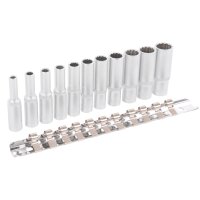 TECPO Steckschlüssel-Satz, Vielzahn 12-kant Nüsse, 1/4" Lang Stecknüsse 4-13 mm