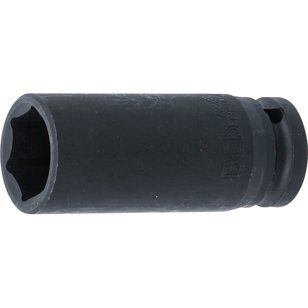 BGS Kraft-Steckschlüssel-Einsatz Sechskant, tief | Antrieb Innenvierkant 12,5 mm (1/2") | SW 22 mm