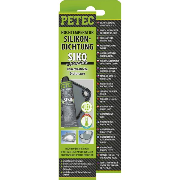 PETEC Hochtemperatur-Silikondichtung, dauerelastisch schwarz, 70mL