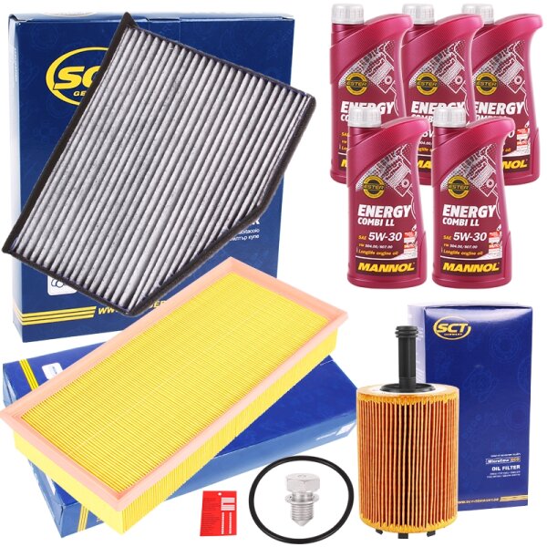 Inspektionsset Filter Set + 5L Mannol Combi LL ÖL 5W30