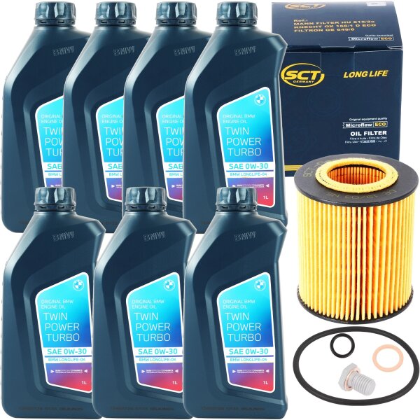 SCT Ölfilter + Schraube + 7L BMW Twin Power 0W-30