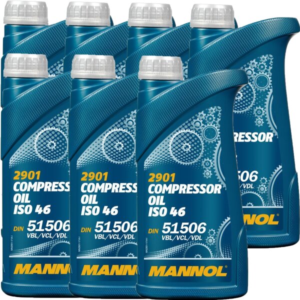 7x MANNOL Kompressor Oil ISO 46, 1L