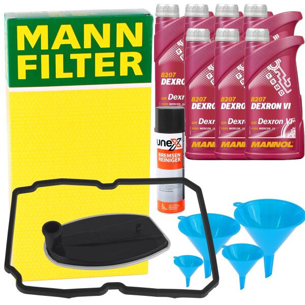 Mann Getriebefilter mit 7 Liter Getriebeöl + Trichter Set + Montagereiniger