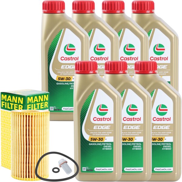 MANN-FILTER Ölfilter + CASTROL EDGE M 5W-30, 7x1L