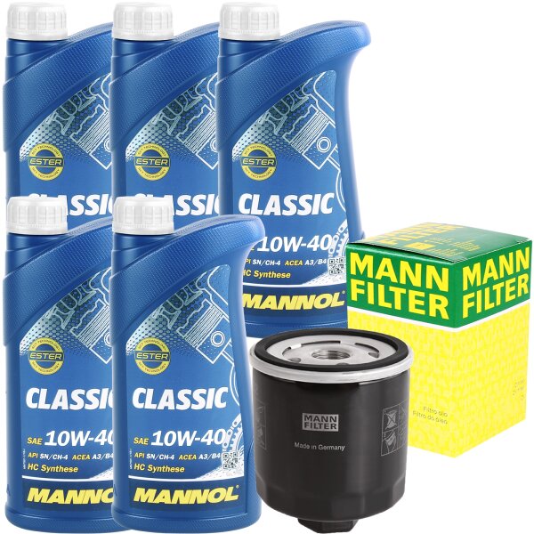 MANN-FILTER Ölfilter + MANNOL Classic 10W-40, 5 Liter