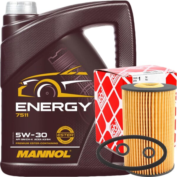 FEBI Ölfilter + MANNOL Energy 5W-30, 5 Liter