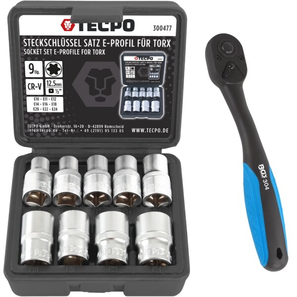 Steckschlüssel Satz Außen Torx 9-tlg. + BGS Ratsche