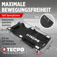 2x TECPO KFZ Werkstattrollbrett Rollliege 360° drehbar Montageliege Werkstattliege mit 300kg Tragkraft und Kopfstütze