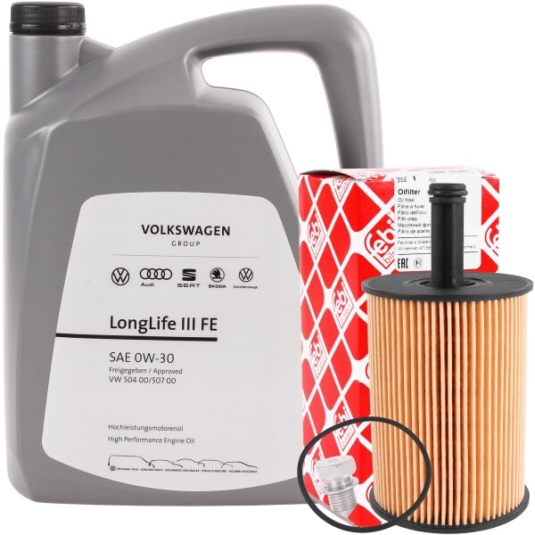 FEBI BILSTEIN Ölfilter + Schraube + VAG Original 0W-30, 5 Liter