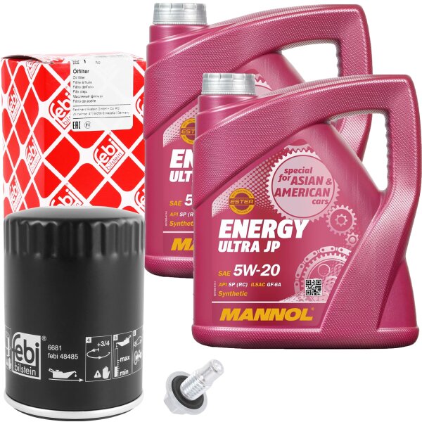FEBI Ölfilter für Ford Mustang V8 + MANNOL Energy Ultra JP 5W-20, 8 Liter