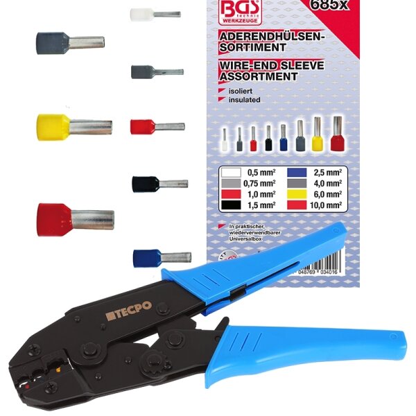 685x Aderendhülsen-Sortiment + Crimpzange