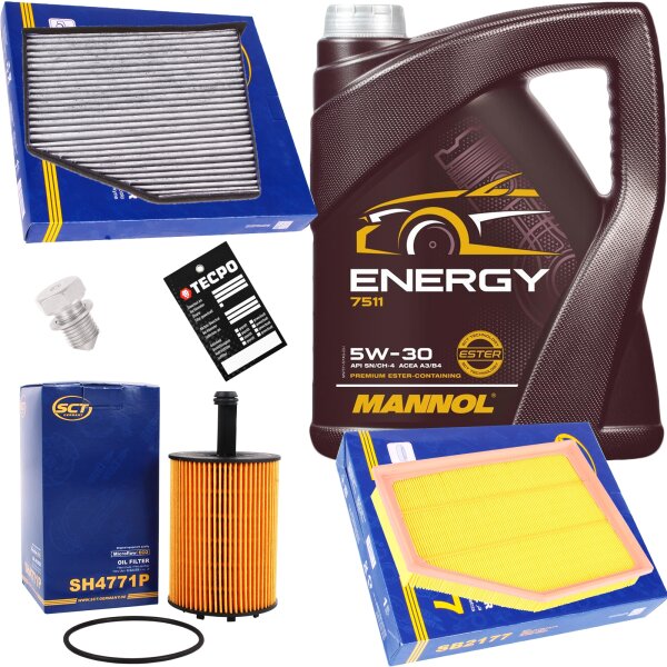 Inspektionsset Filter Set + 5L Mannol ENERGY ÖL 5W30