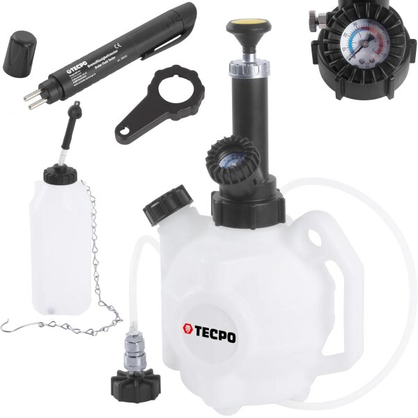 TECPO Bremsenentlüftungsgerät  4 Liter + Bremsflüssigkeitstester