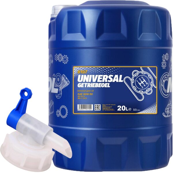 1x MANNOL Universal Getriebeoel 80W-90 API GL 4, 20L + Auslaufhahn