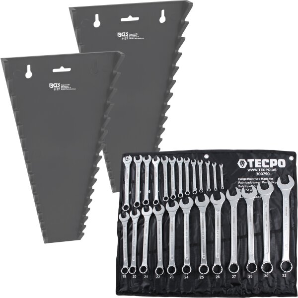 TECPO Maulringschlüssel-Satz, 6-32 mm, 25-tlg. + Halter für Maul/Ringschlüssel