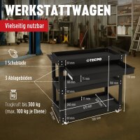 TECPO Werkstattwagen Transportwagen mit Schublade und Rollsitz Werkstatthocker