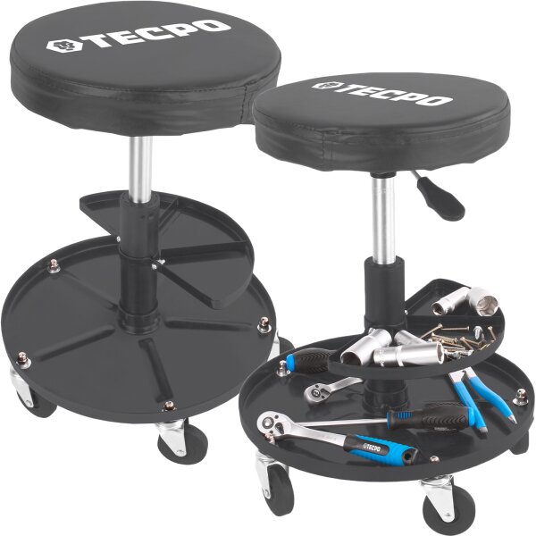 TECPO 2x Werkstatt-Arbeitssitz mit 5 Rollen | Ø 360 mm