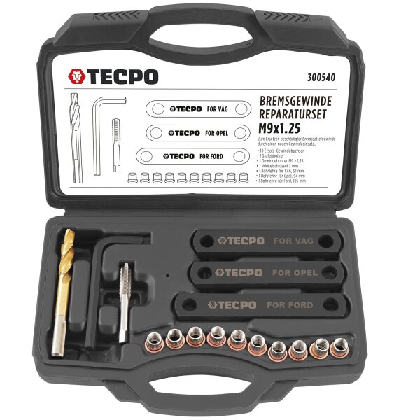 TECPO Bremsgewinde Reparatur-Satz M9x1.25 Bremssattel Werkzeug Set