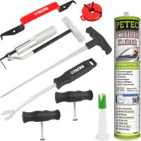TECPO Windschutzscheibe-Reparaturset + PETEC Scheibenkleber, 310 ml