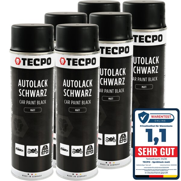 6x 500 ml TECPO Autolack schwarz matt