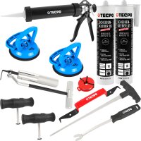 TECPO Windschutzscheibe-Reparaturset + Kartuschenpresse +...