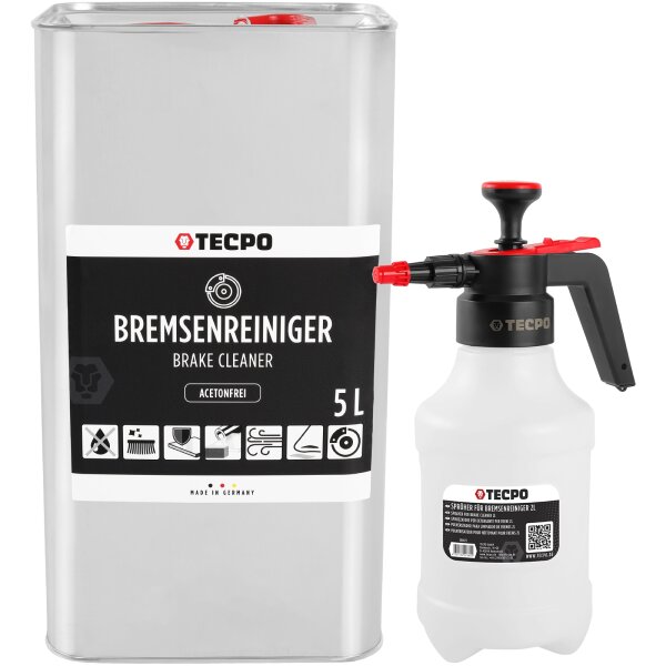 TECPO Bremsenreiniger 5L Kanister + TECPO Pumpsprühflasche 2L