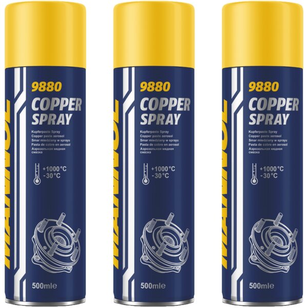 3x MANNOL Kupferpaste Spray, 500 ml