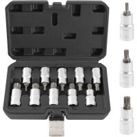 TECPO Steckschlüsselsatz, Innenvielzahn Nüsse, 1/2 Zoll, 10-tlg + Vielzahn Steckschlüssel Satz SW 8-36 mm