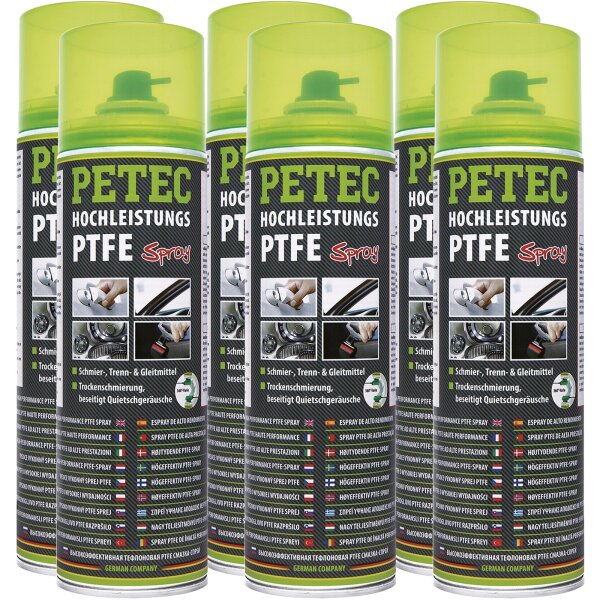6x PETEC Hochleistungs- PTFE- Spray 500 ml