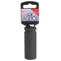 BGS Kraft-Steckschlüssel-Einsatz Sechskant, tief | Antrieb Innenvierkant 12,5 mm (1/2") | SW 21 mm