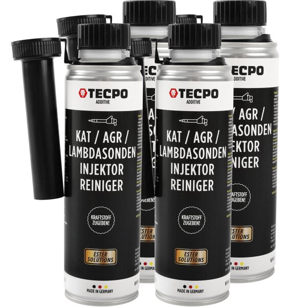 4x TECPO KAT,- AGR,- Lambdasonden,- & Injektor-Reiniger ESTER, 300 ml
