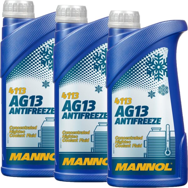 3x MANNOL Kühlerfrostschutz AG13, 1L