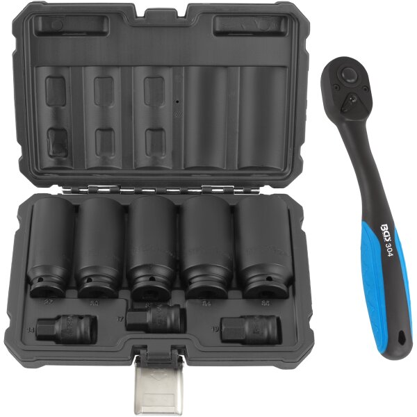 TECPO Vielzahn Nüsse für Antriebswellen 8-tlg. + Hebelumschaltknarre 12,5 mm 1/2" Außenvierkant