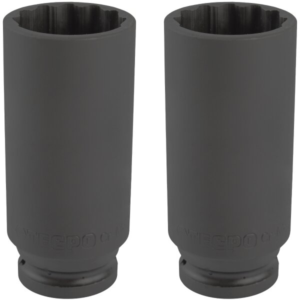 2x TECPO Vielzahn Kraft Steckschlüssel Nuss 1/2 Zoll, 30 mm
