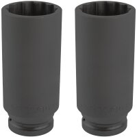 2x TECPO Vielzahn Kraft Steckschlüssel Nuss 1/2...