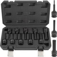 TECPO 10x Kraft-Bit-Einsatz-Satz Vielzahn,M4 - M18 1/2 Zoll + BGS Kraft-Adapter-Satz, 6-tlg. + Umschaltknarre 1/2"